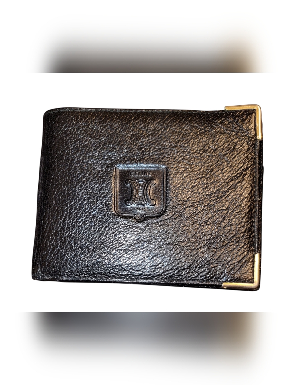 Celine Black Leather Wallet with Triomphe Crest - COA included